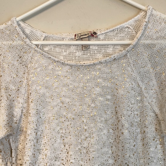 XL Loose Knit light Sweater-Cream with gold flecks - Picture 3 of 5